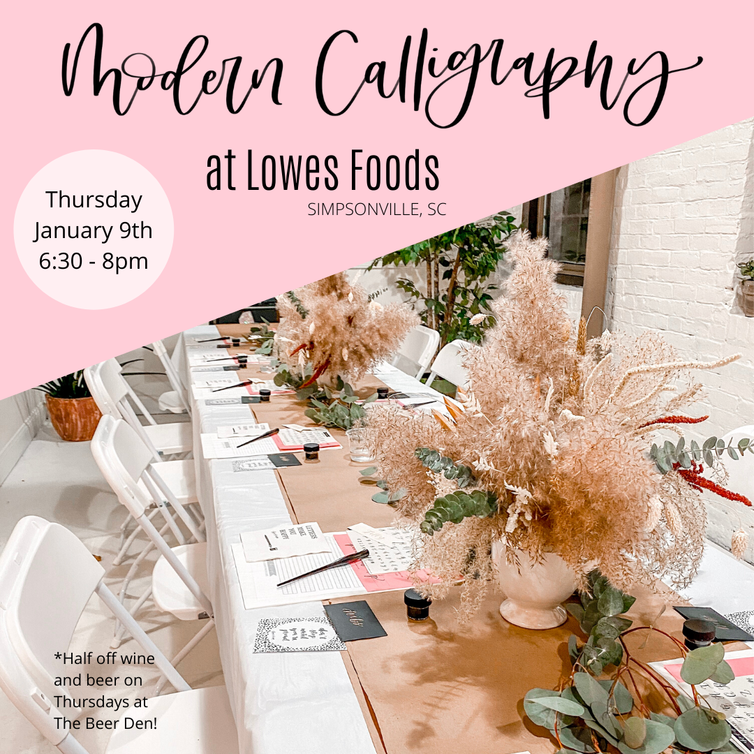 modern calligraphy night at lowes foods 9 jan 2020 evensi